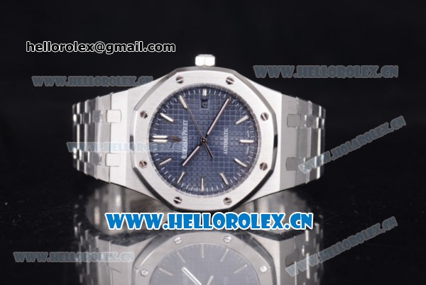 Audemars Piguet Royal Oak 41 Clone AP Calibre 3120 Automatic Stainless Steel Case/Bracelet Blue Dial and Stick Markers - 1:1 Original (EF) - Click Image to Close